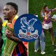 Split image featuring Crystal Palace players and their celebrations with their partners.