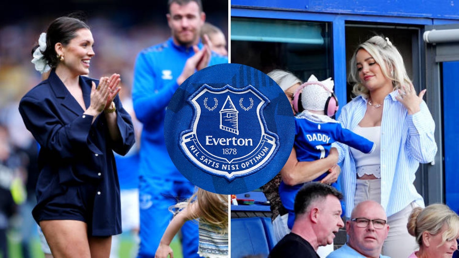 Split image featuring James Tarkowski and Jordan Pickford's WAGs.