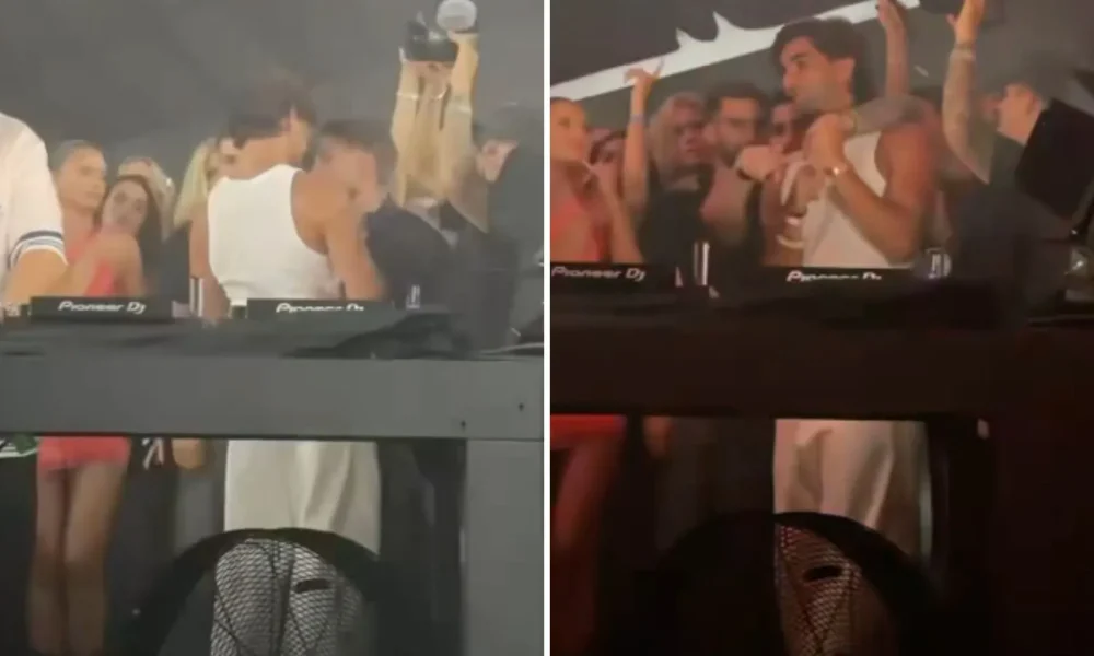 Ferran Torres and Ilia Topuria partying together at Ushuaïa Ibiza after Spain's World Cup victory