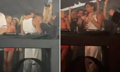 Ferran Torres and Ilia Topuria partying together at Ushuaïa Ibiza after Spain's World Cup victory
