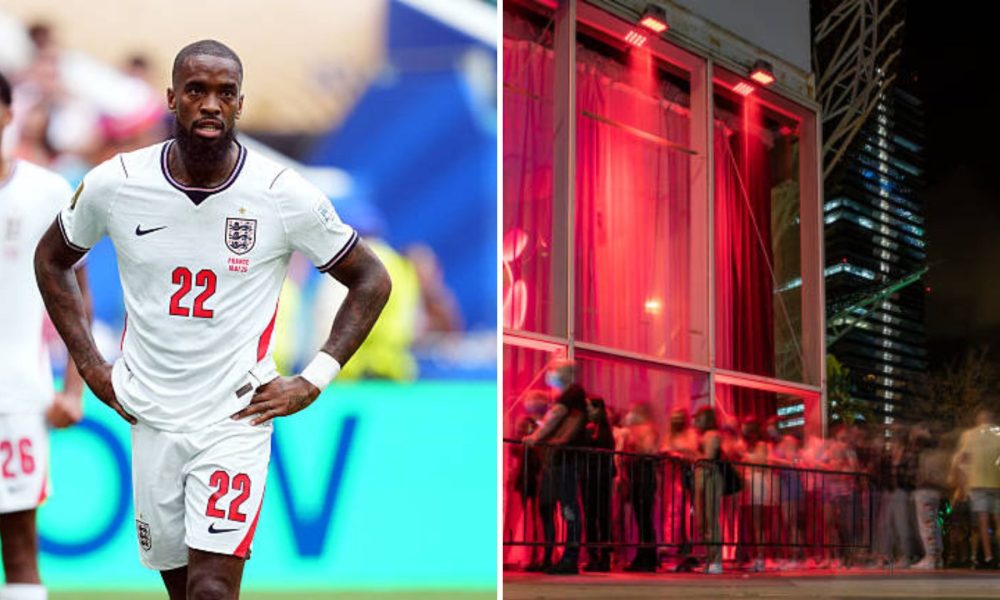 Split image featuring Ivan Toney and a nightclub.