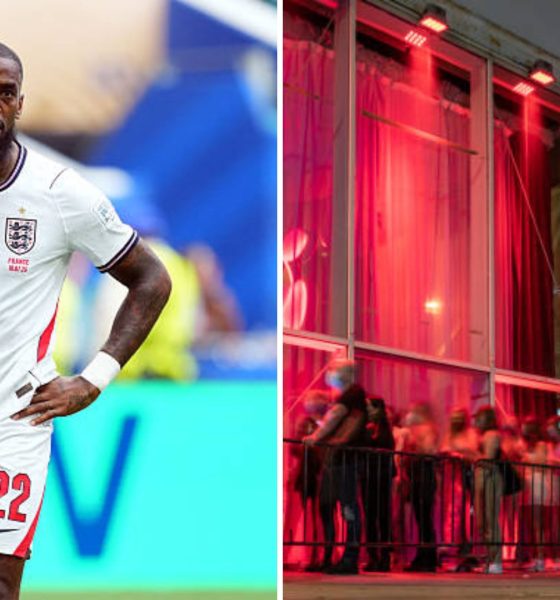 Split image featuring Ivan Toney and a nightclub.