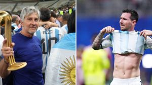 Split image featuring Jorge Messi and Lionel Messi.