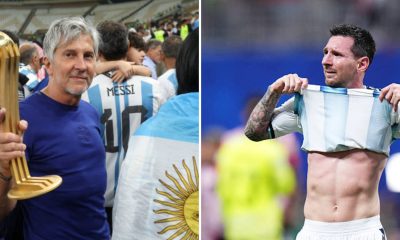 Split image featuring Jorge Messi and Lionel Messi.