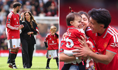 Split image featuring Bruno Fernandes and Lisandro Martinez's partners.