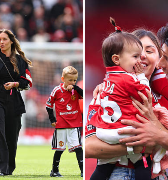 Split image featuring Bruno Fernandes and Lisandro Martinez's partners.
