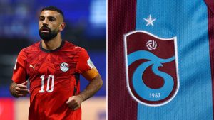 Split image featuring Mohamed Salah and the badge of Trabzonspor.