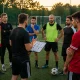 Players preparing for a weekly amateur football game