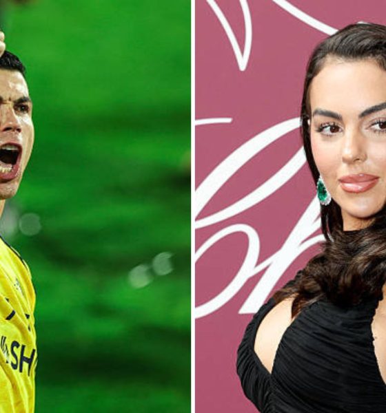 Split image featuring Georgina and Cristiano.