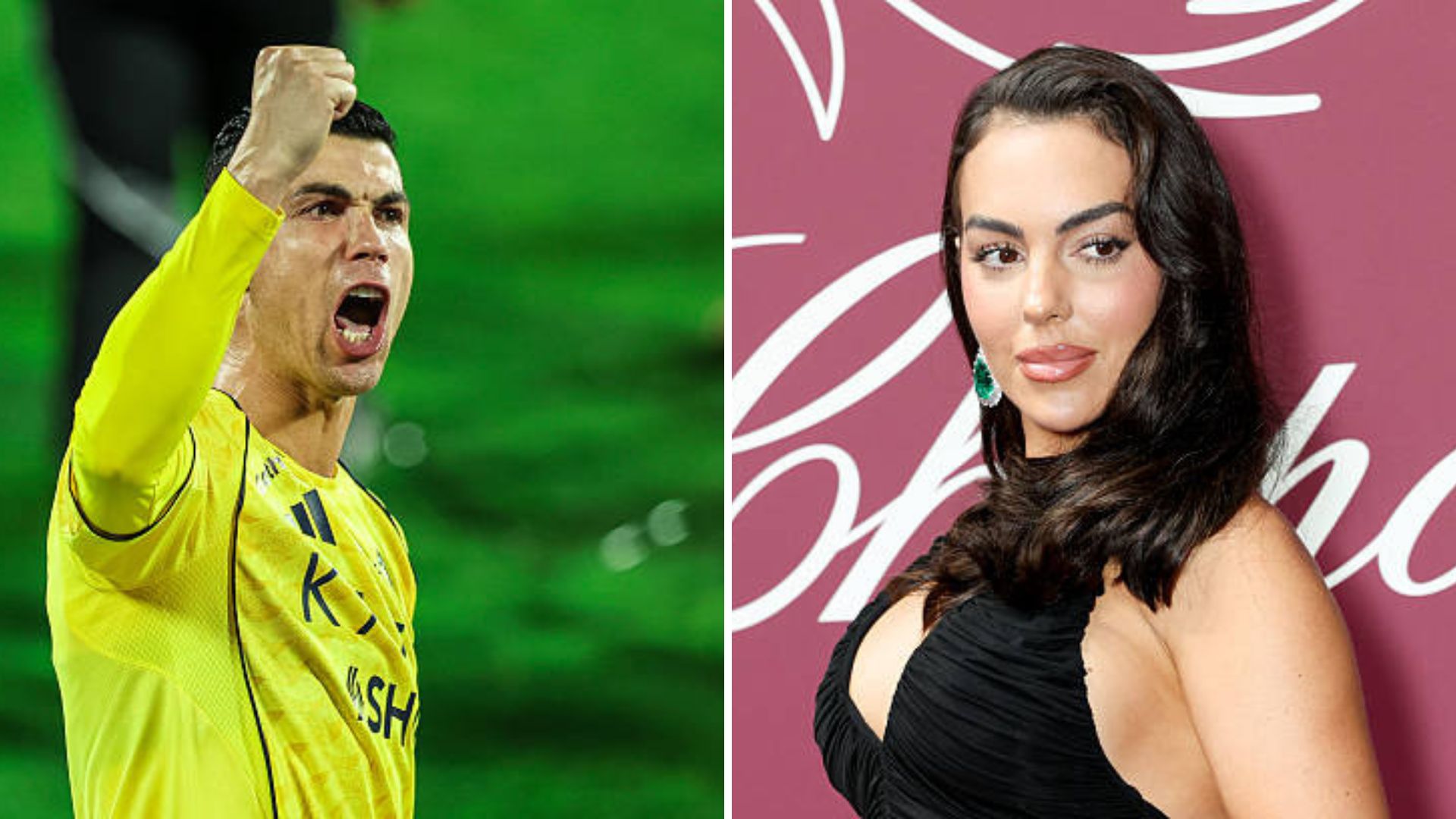 Split image featuring Georgina and Cristiano.